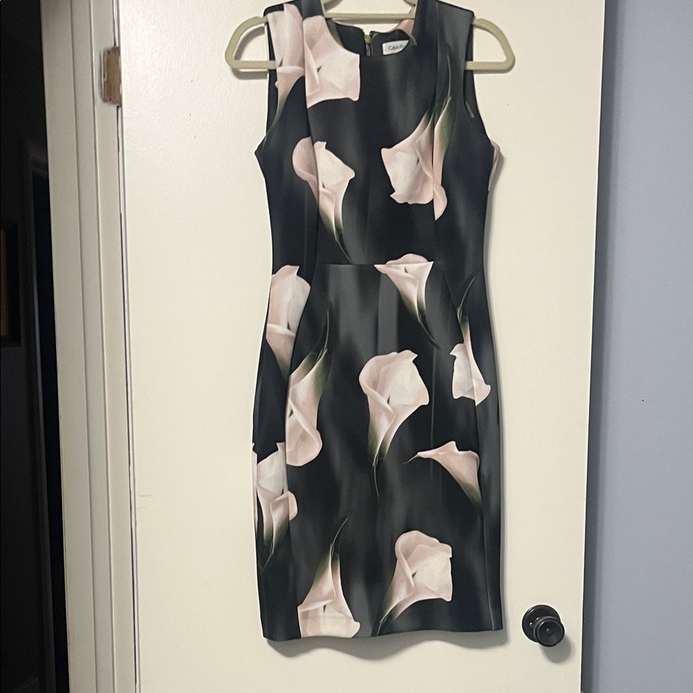 Calvin Klein Black and Pink Floral Mini Dress